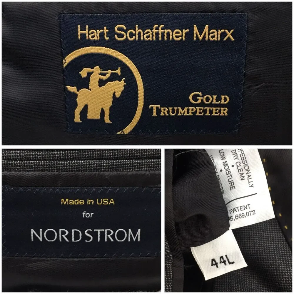 HART SCHAFFNER Mens‎ Blazer Sport Coat 2 Button Casual Jacket Size 44L Wool Suit
